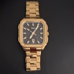 Fossil Gold Tone Men's Bracelet Watch with Black Dial